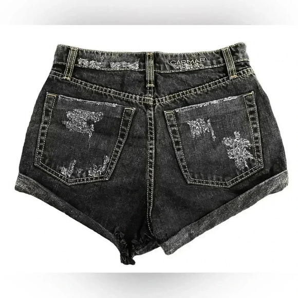 Carmar High Rise Distressed Jean Shorts 90s Festival Y2K - Picture 3 of 9